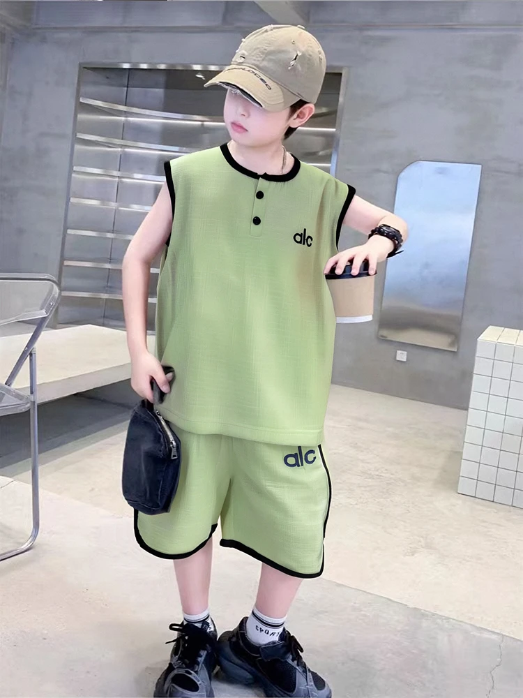 夏季儿童纯棉休闲时尚套装男女童无袖夏款百搭两件套