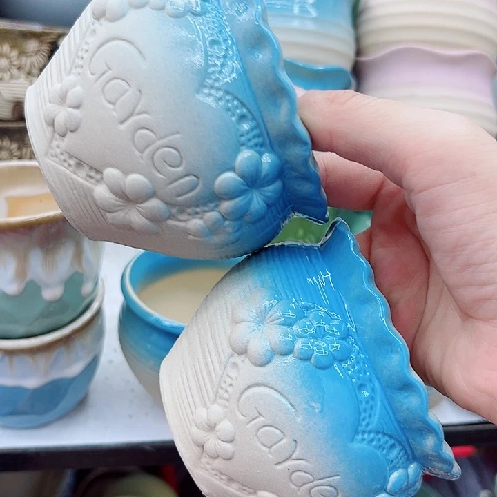 多肉绿植陶瓷花盆9.9包邮，有孔