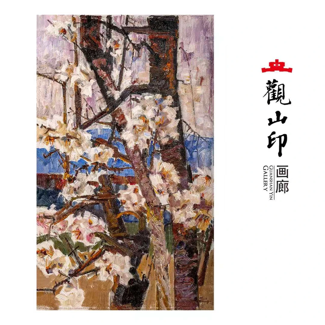 080圣洁原创手绘风景油画50x80cm花卉作品一