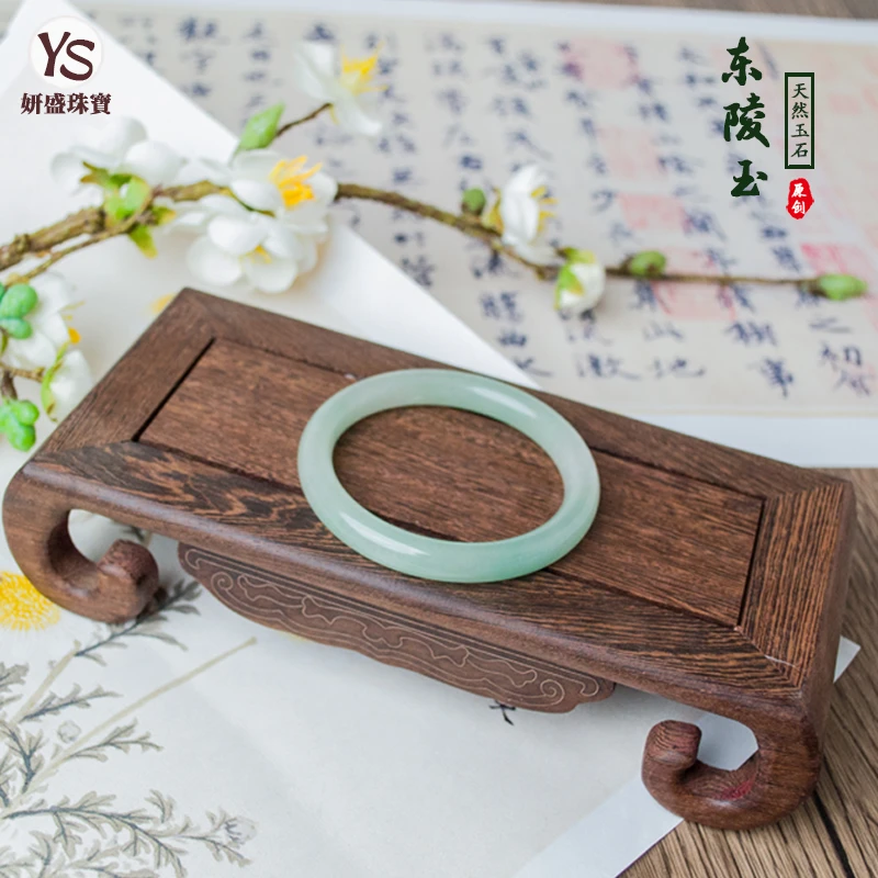圆条浅色晴水水新疆东陵玉手镯晴水镯冰透百搭无优化砂金石玉镯子