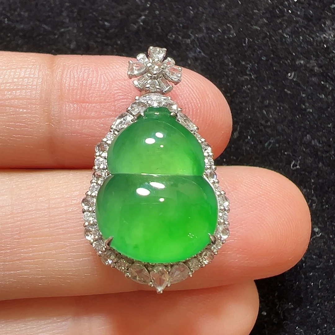 翡翠18K金镶嵌吊坠(不含链)