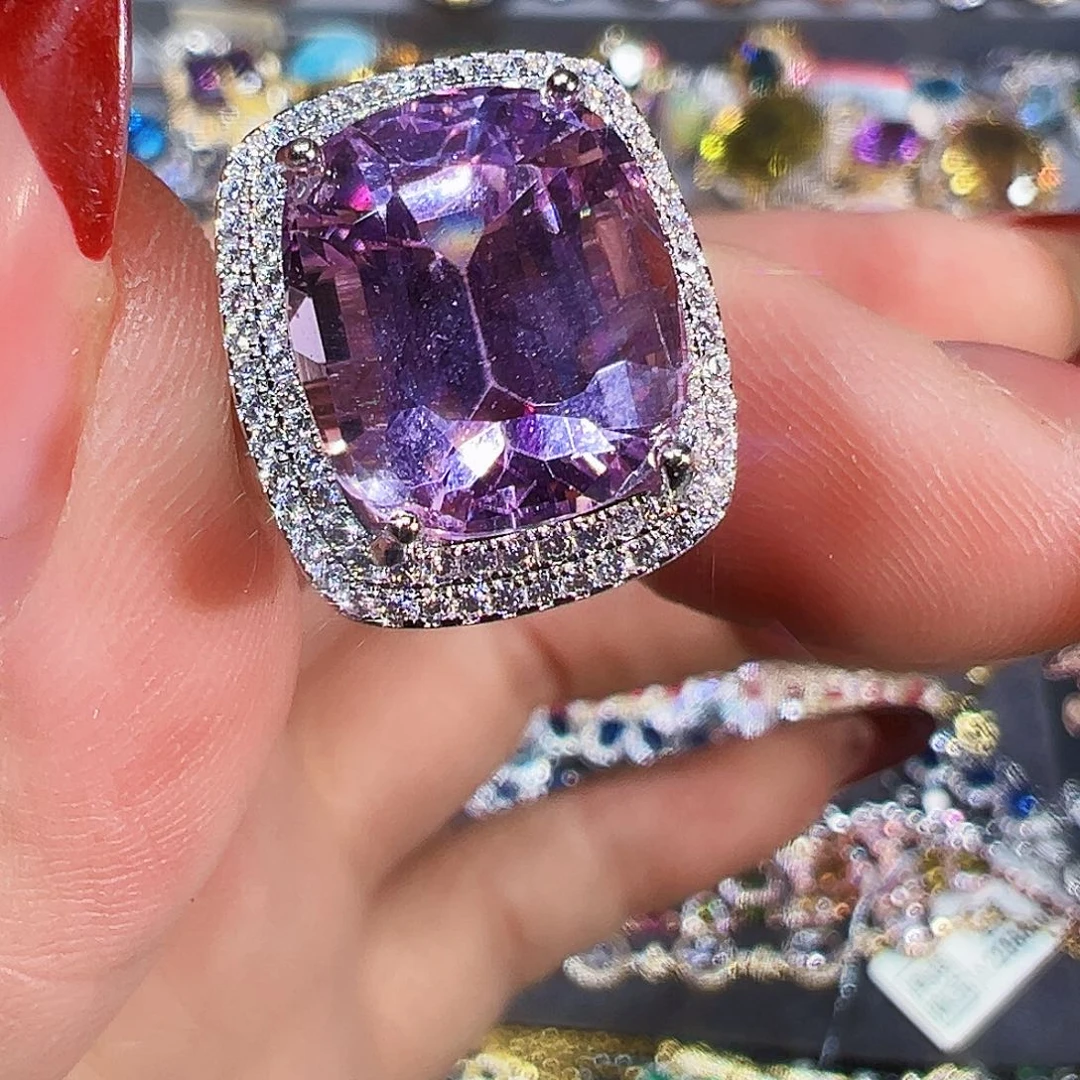 银S925镶嵌锂辉石戒指