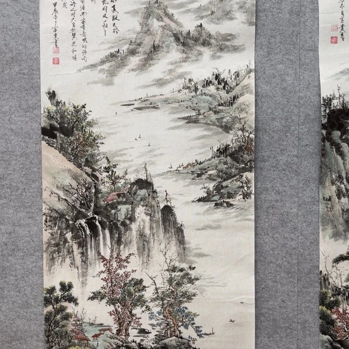 国画花鸟等图案为一体而