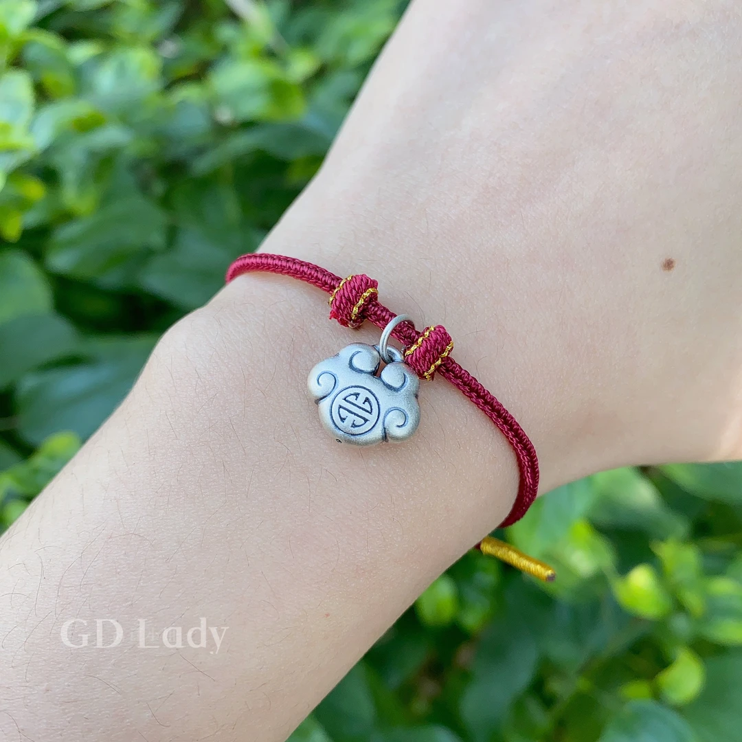 足银银制品 E4红绳-如意祥云 一条