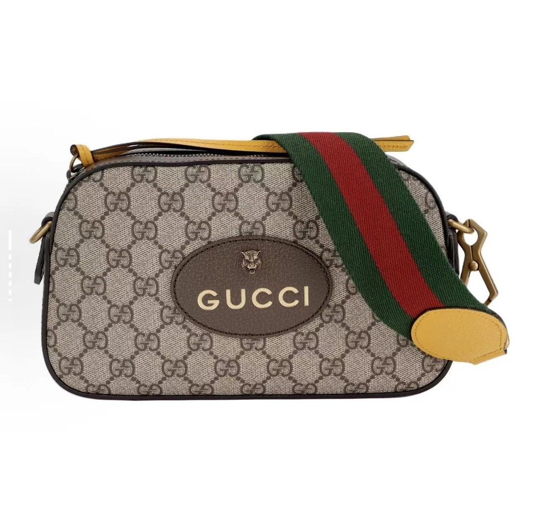 99新 GUCCI/古驰 经典老花虎头腰包/单肩斜跨包