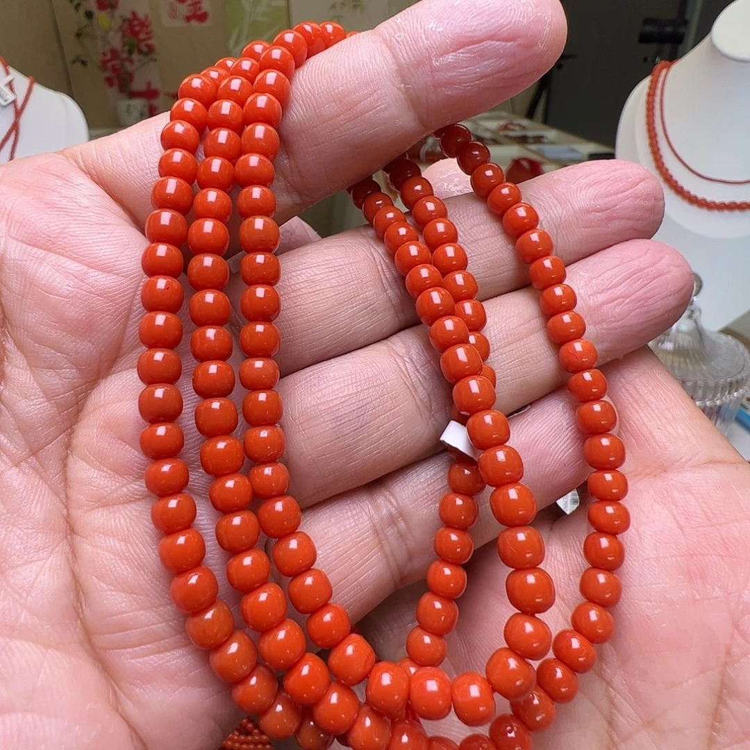 南红玛瑙未镶嵌5.5mm保山滴水洞柿子红
