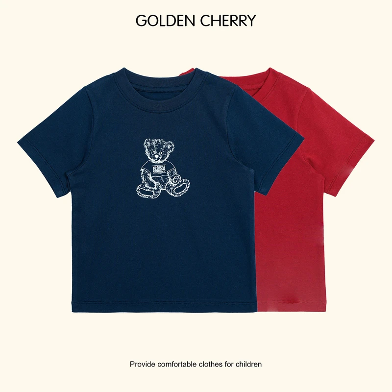 【金樱桃Golden cherry】小童可爱熊印花休闲百搭T恤288091