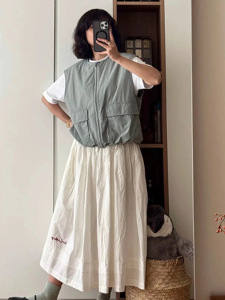 女装圆领拉链简约无袖坎肩外穿工装背心马甲