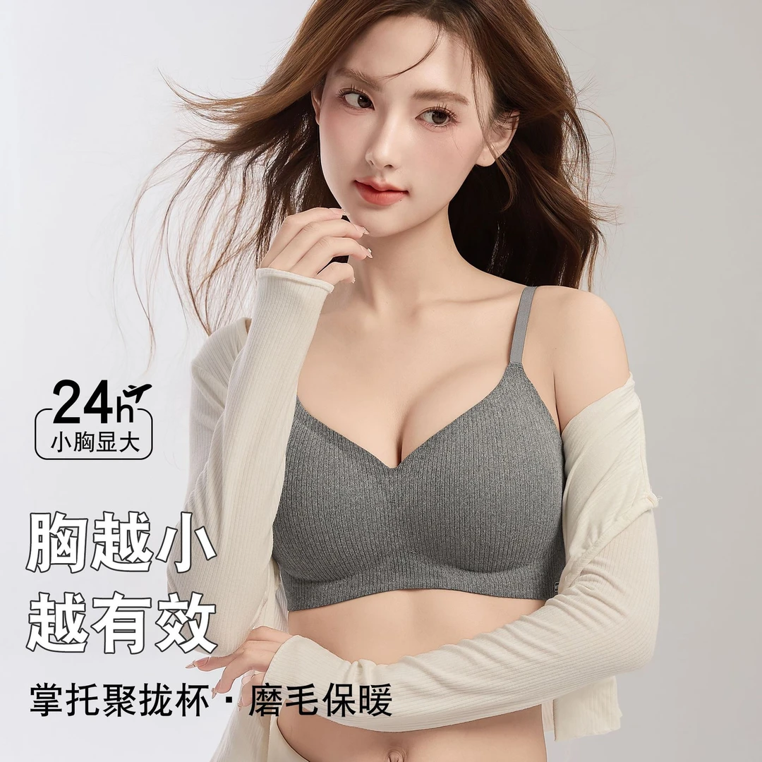 内衣女聚拢小胸无痕软支撑提拉承托收副乳防下垂上托磨毛文胸秋冬