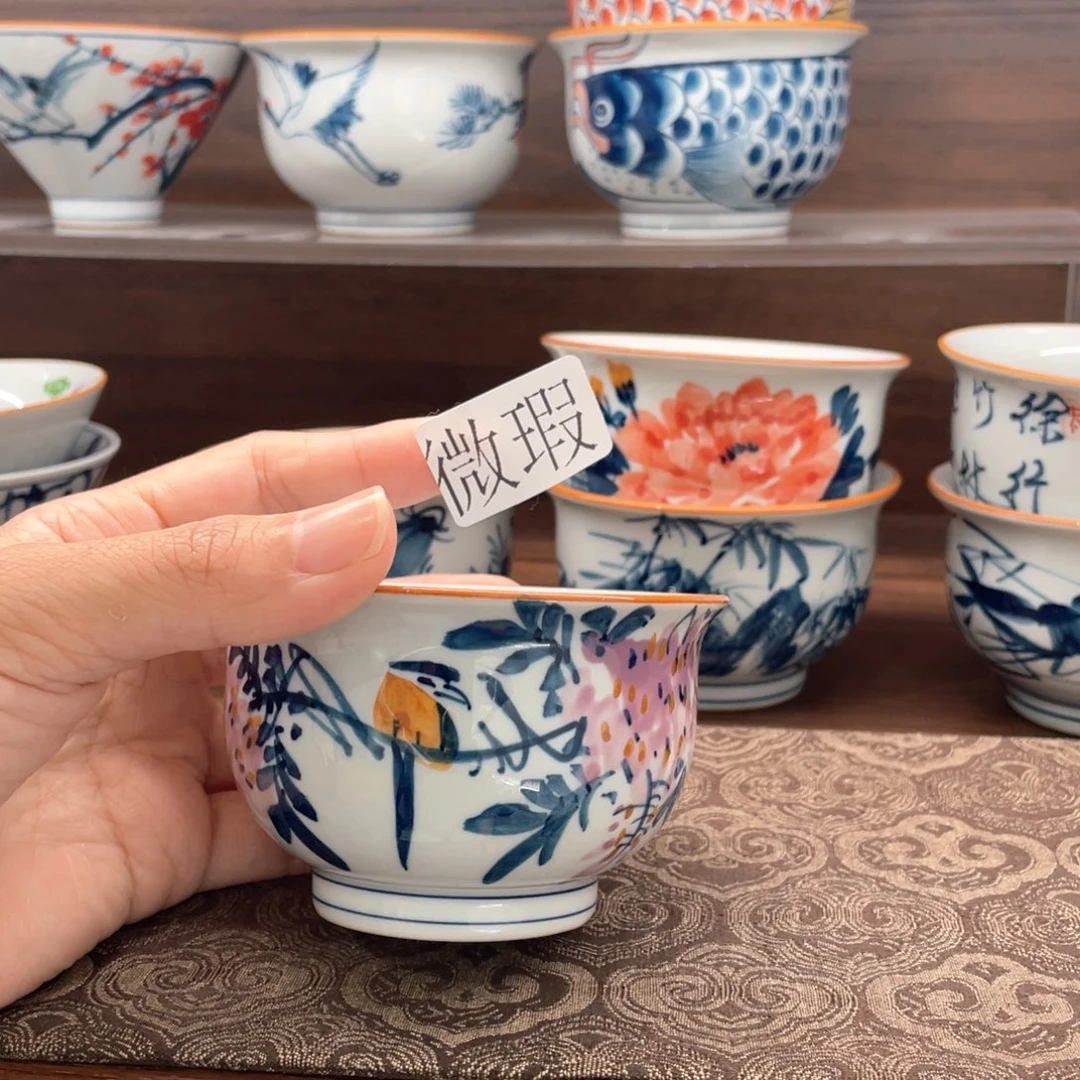 釉下手绘茶具微瑕
