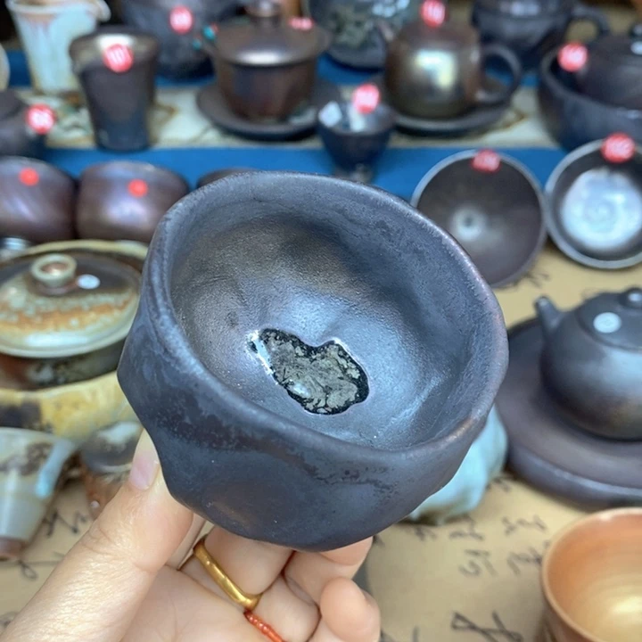 杯子纯柴烧裸烧手工茶器异形不退换