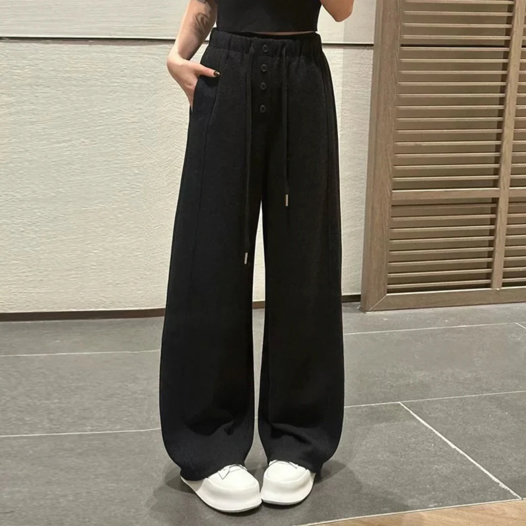 冬季加绒加厚保暖设计感直筒卫裤新款宽松垂感休闲裤子2595阔腿裤