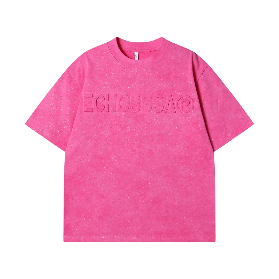 夏季高级感新款扎染满天星立体字母圆领短袖T恤休闲情侣时尚