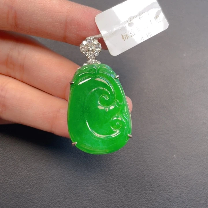翡翠银S925镶嵌吊坠(不含链)