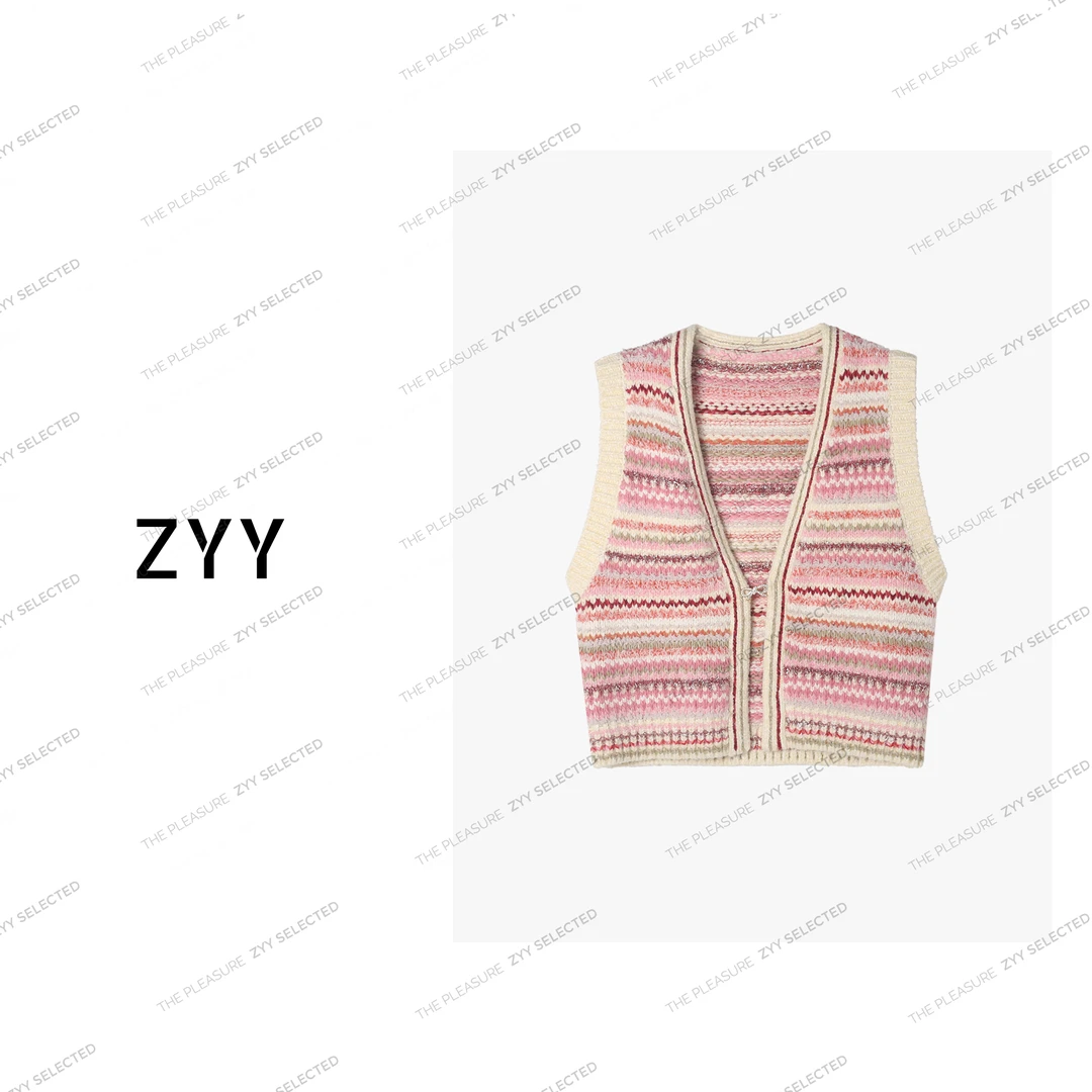 ZYY【妮气香香】2025S/S新品秋季小香风彩色针织马夹女X25QM03006