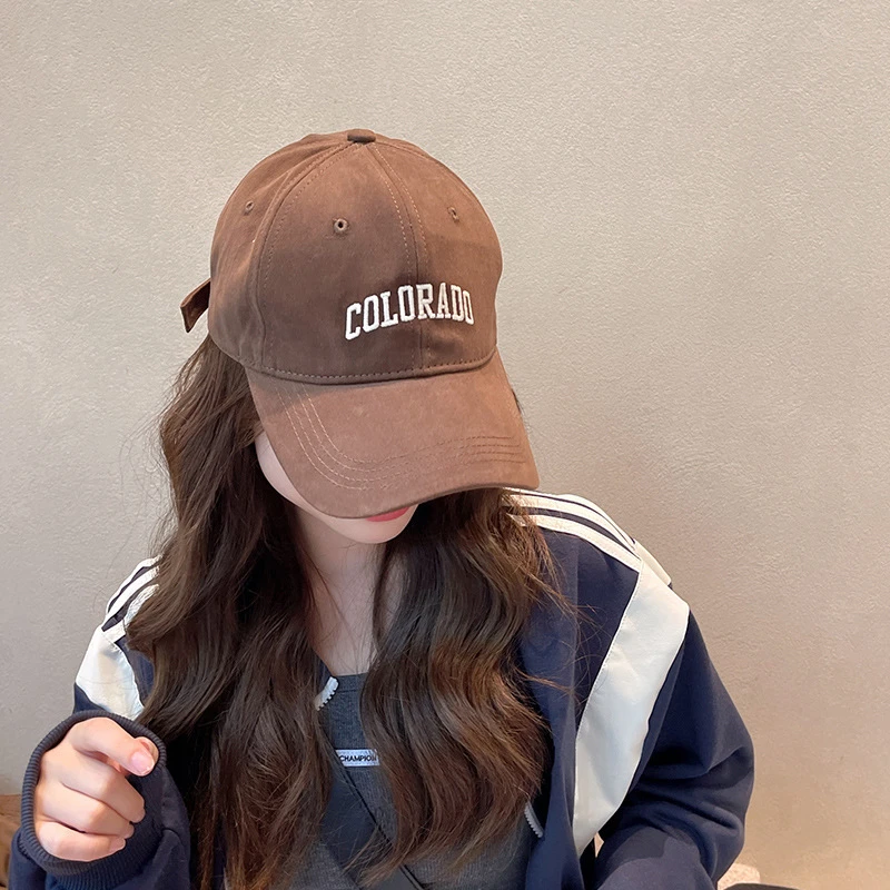 韩版刺绣字母棒球帽子男女ins美式休闲复古软顶磨毛显脸小鸭舌