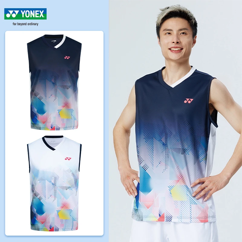 YONEX尤尼克斯羽毛球服男运动服无袖上衣国家队大赛服yy背心球衣