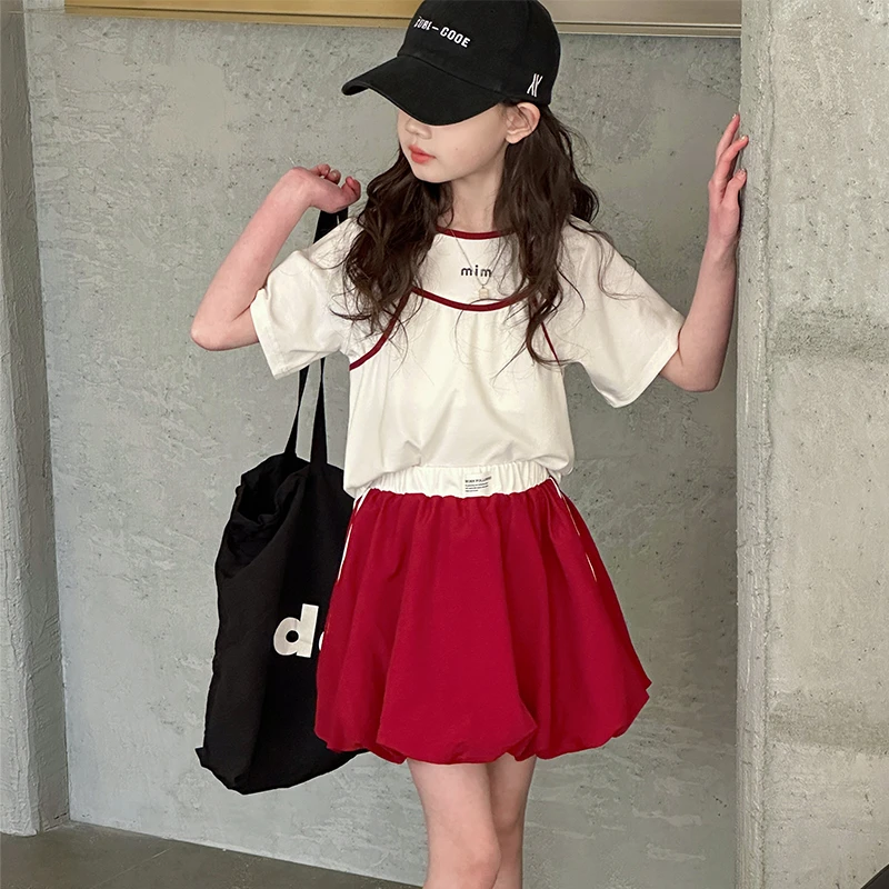 女童夏季韩系休闲套装裙子中大童时髦洋气儿童连衣裙儿童短裙夏装