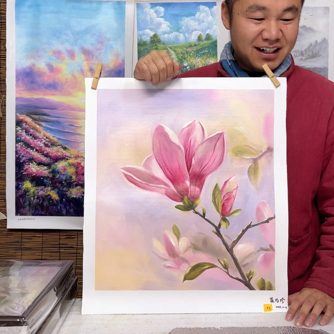 油画行路人小院绘画作品竞拍