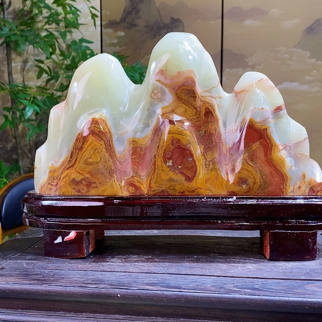 石材山水画作品摆件