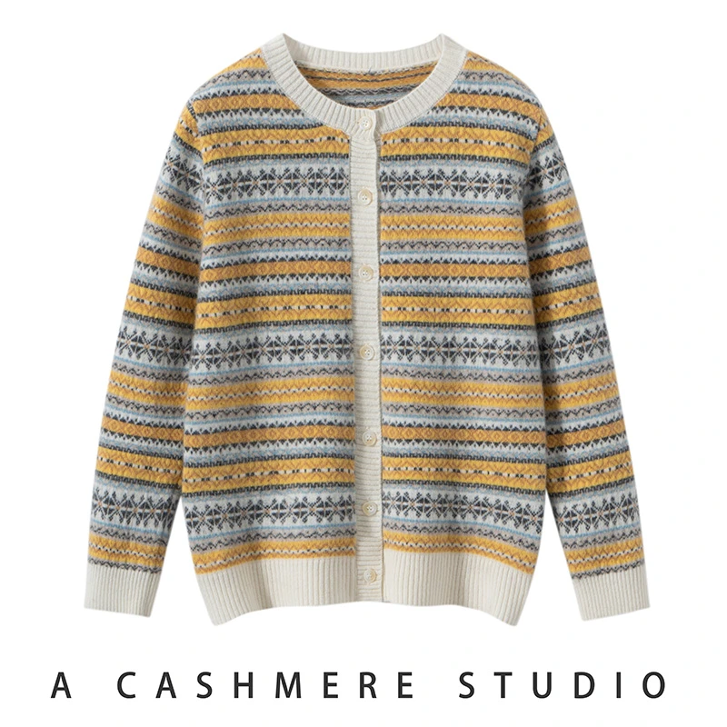 100%纯羊毛儿童针织羊绒衫打底毛衣秋冬新款开衫费尔岛时尚男女童