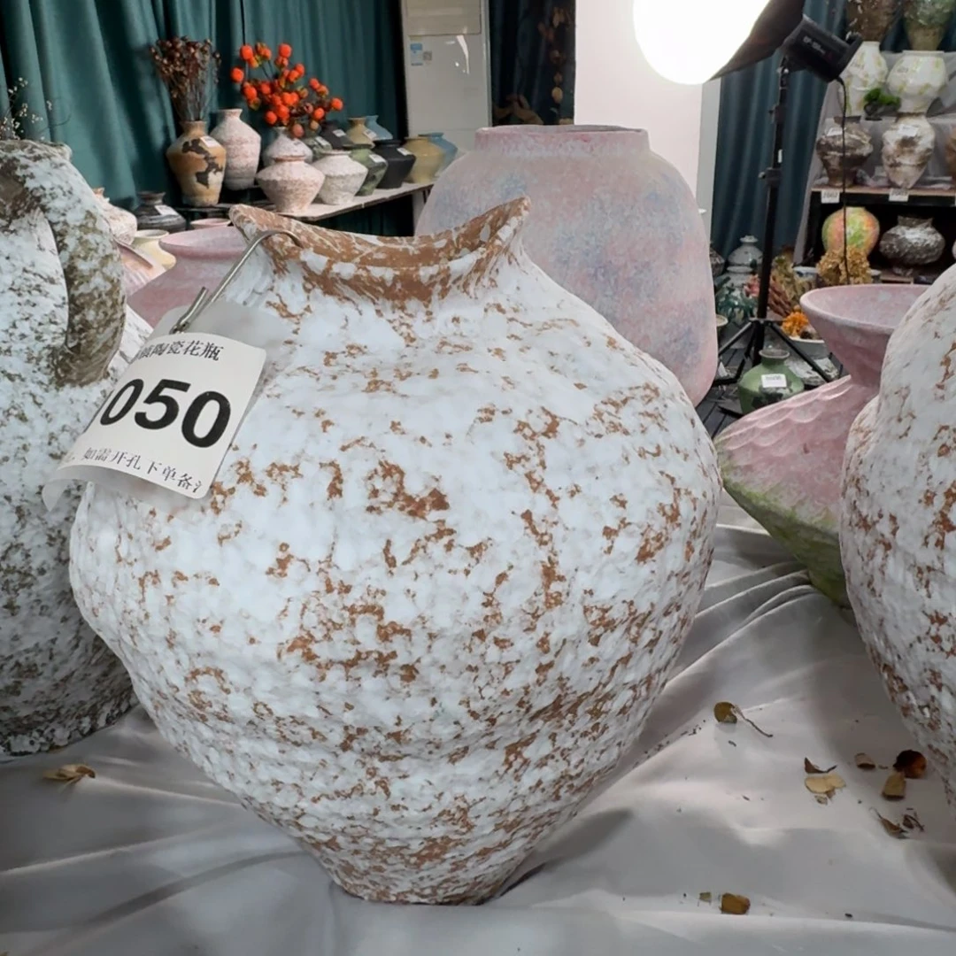 透***境陶摆件景德镇高温花瓶编码h050高32口10默认无孔