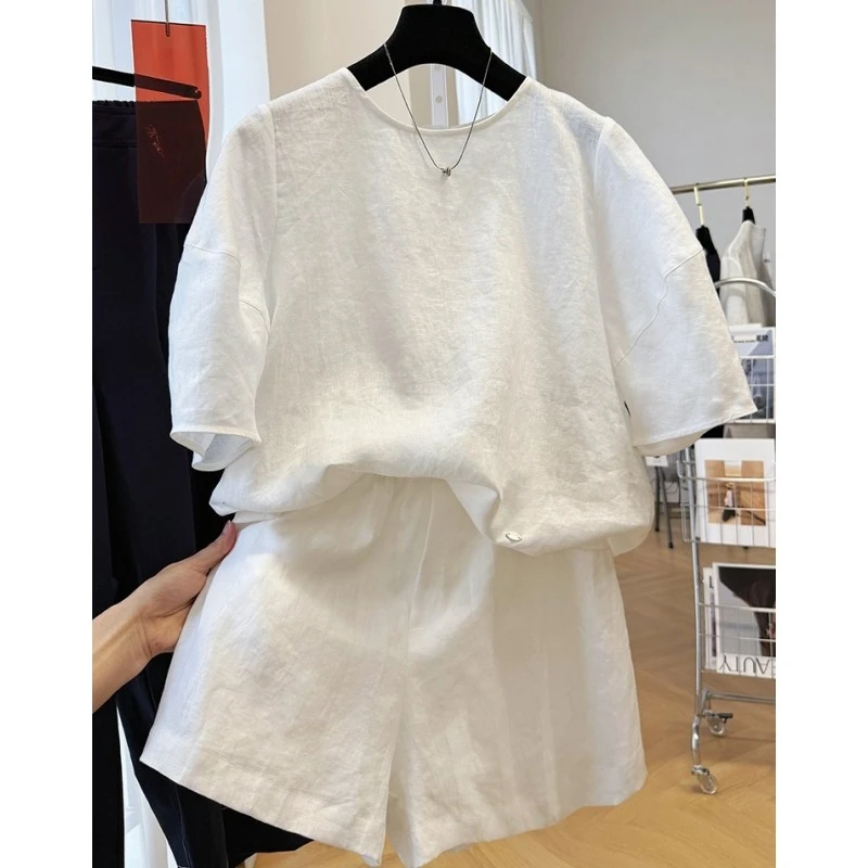 K00373高端时尚宽松巨好看夏装套装女大方得体穿搭一整套上衣短裤