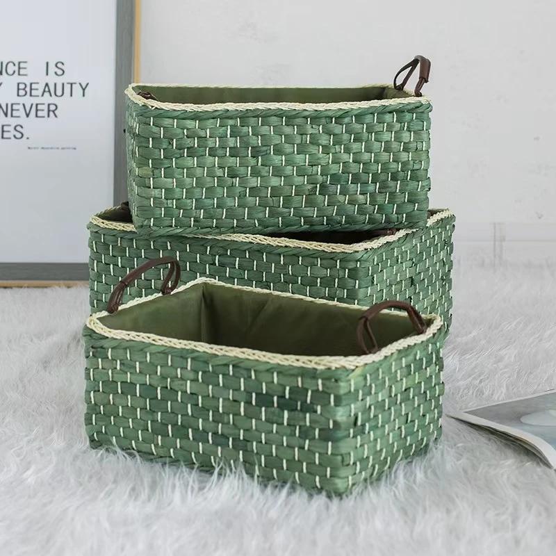 藤编收纳筐零食草编储物盒子收纳盒茶几桌面客厅收纳箱家用杂物筐