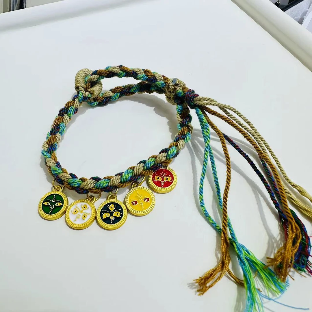 非金属布艺手链 藏式编织手绳桃花手链民族风复古【哎呦家17906】