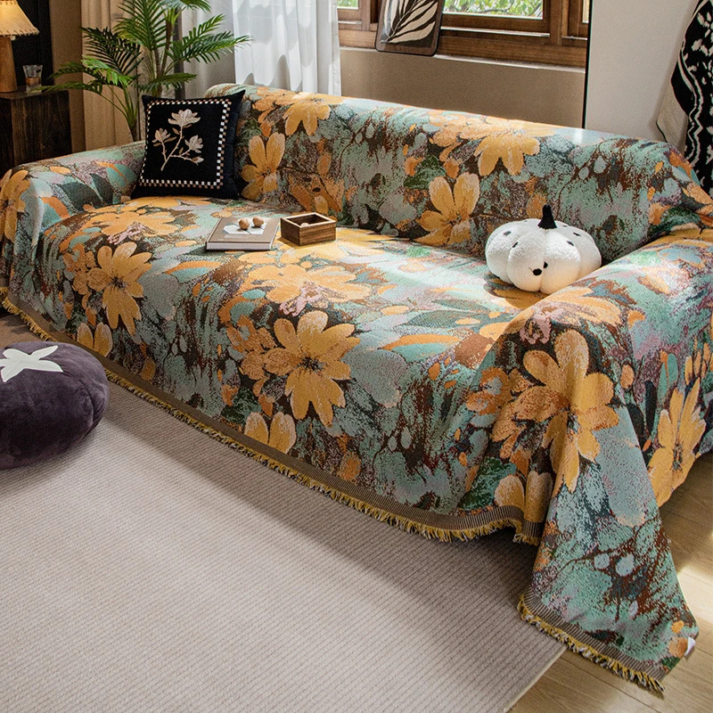 复古美式沙发盖布防滑四季通用轻奢感新款沙发套罩巾全盖防猫抓