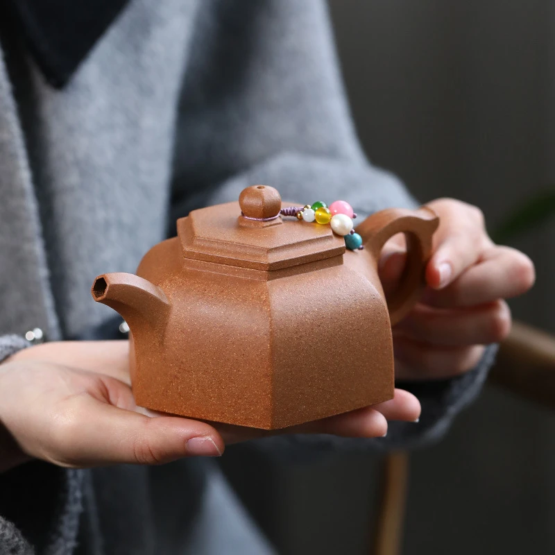 宜兴壶全手工原矿黄龙山降坡泥大彬六方茶壶茶具送礼礼品