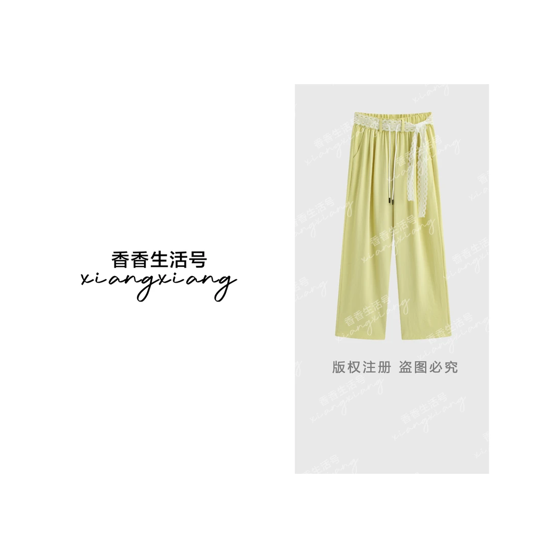 【薰衣草冰冰裤】“蕾丝可拆卸”欧若风肌理感山本阔腿裤 250325