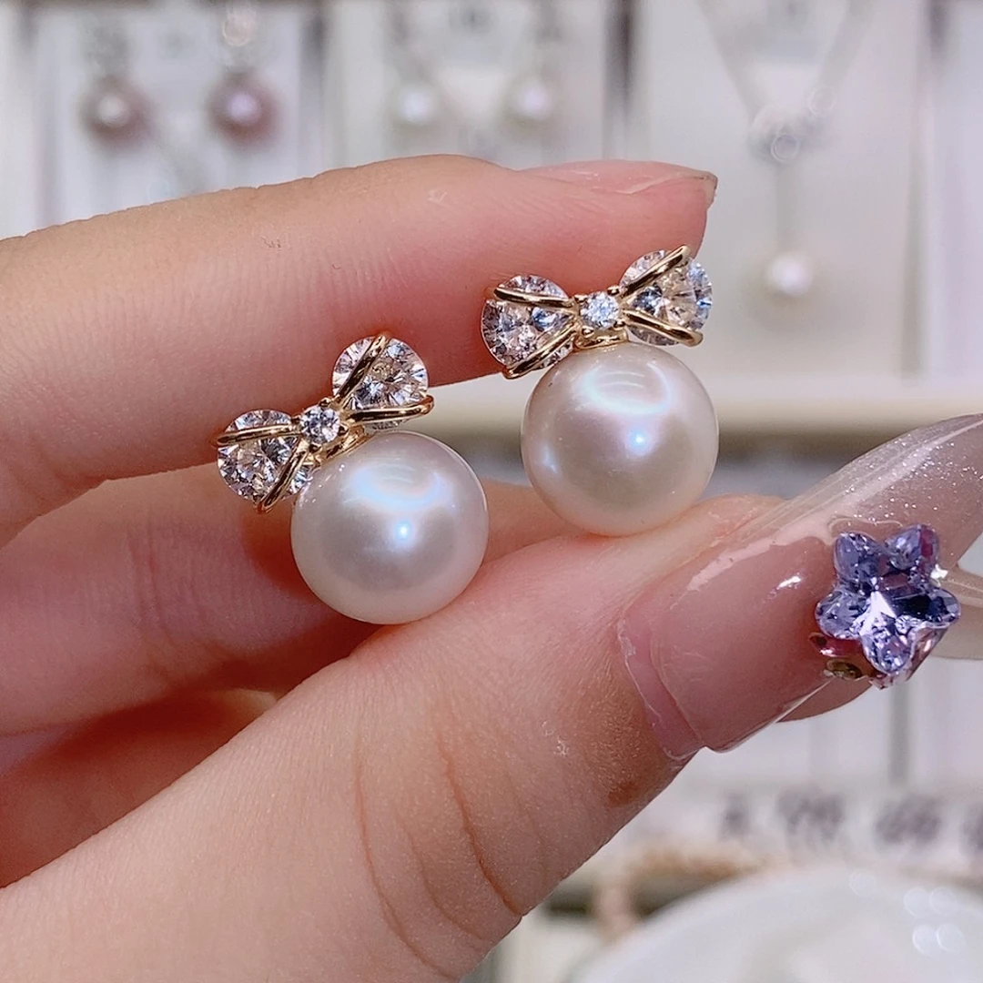 银S925镶嵌淡水珍珠耳饰小*子