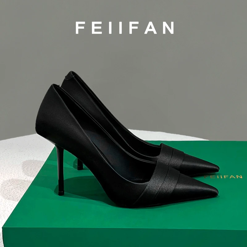 【现货】黑色高跟鞋2025春秋季新款细跟小众气质百搭尖头单鞋女7734