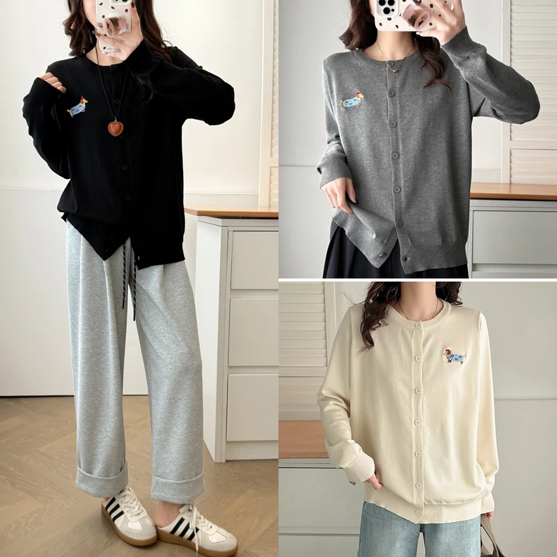 大码女装狗狗刺绣针织衫开衫毛衣外套春秋女装上衣修身200斤5001