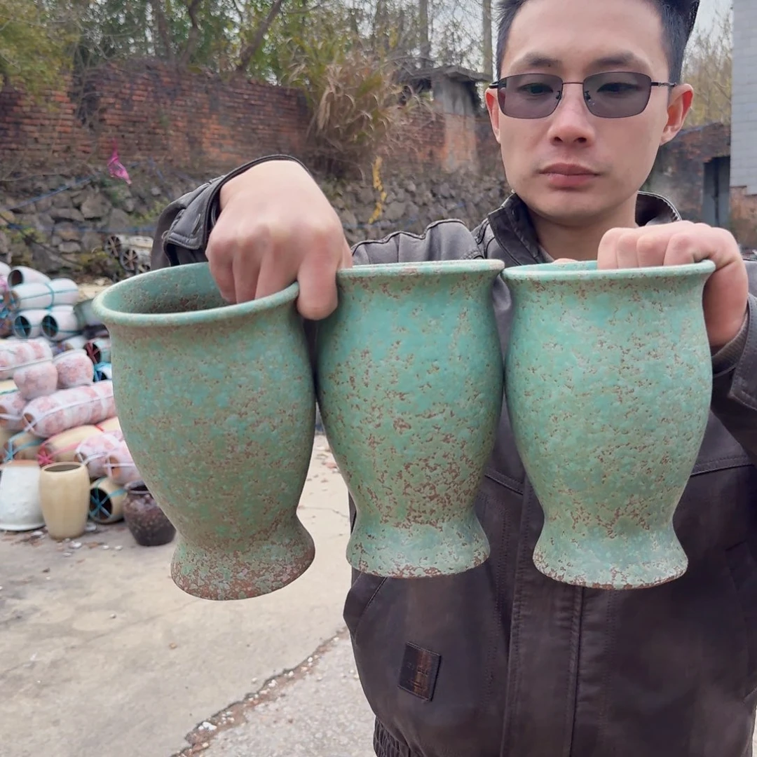 紫砂花盆口13高20（三个美人鱼绿