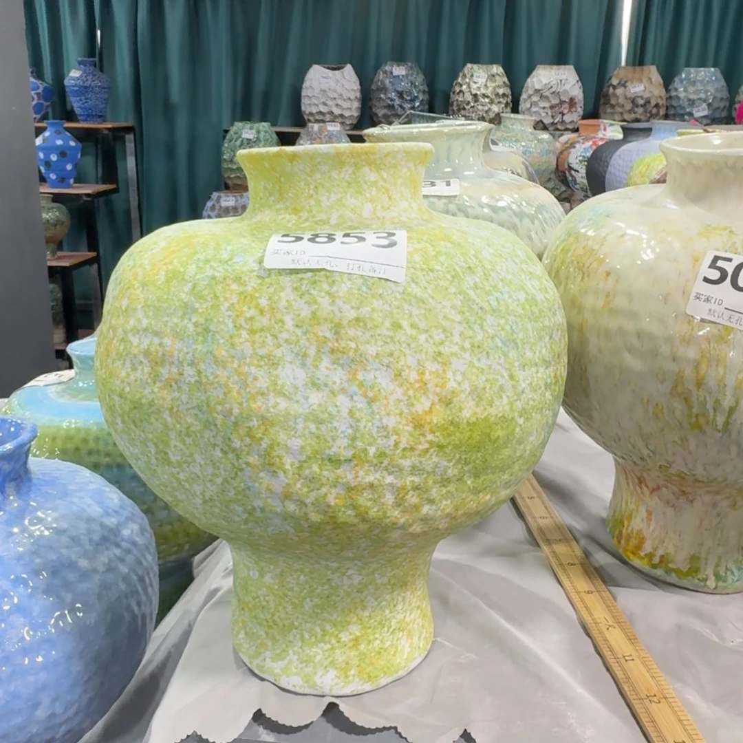 小***荷陶摆件景德镇高温花瓶编码5853高30口8默认无孔