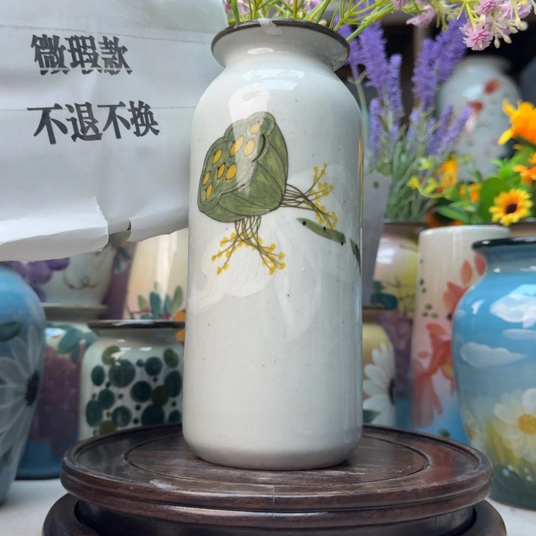 缸景德镇纯手绘花瓶摆件无孔