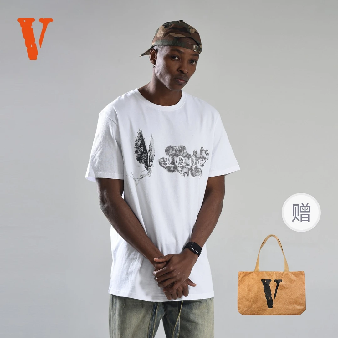 VLONE Smoke Demon Angel 烟雾恶魔天使图案字母V字Logo短袖T恤