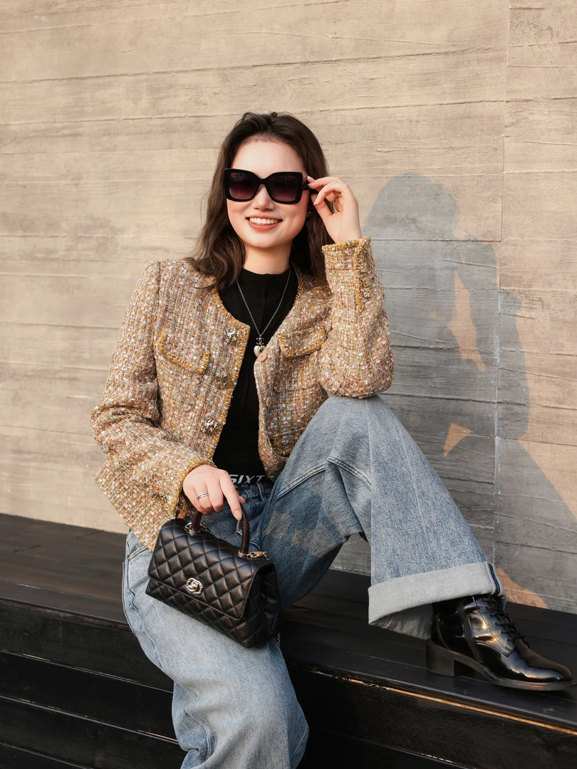 小香风包包经典憨豆高级感女包上班通勤轻奢包2025新款爆款蜥蜴皮