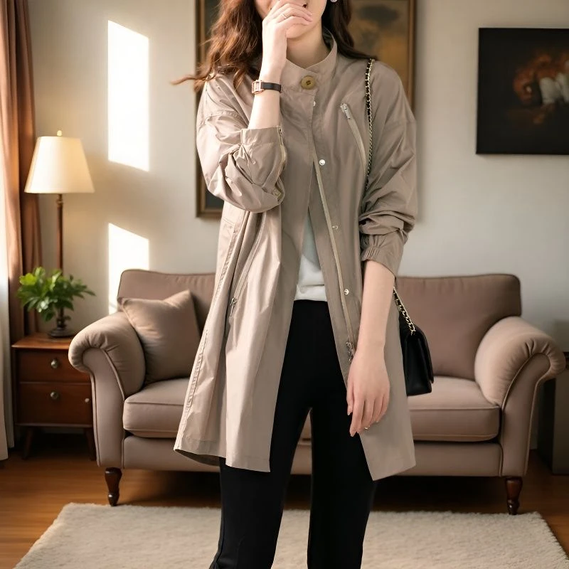 出口韩国秋季设计感风衣韩版宽松时尚气质显瘦休闲外套薄款女士