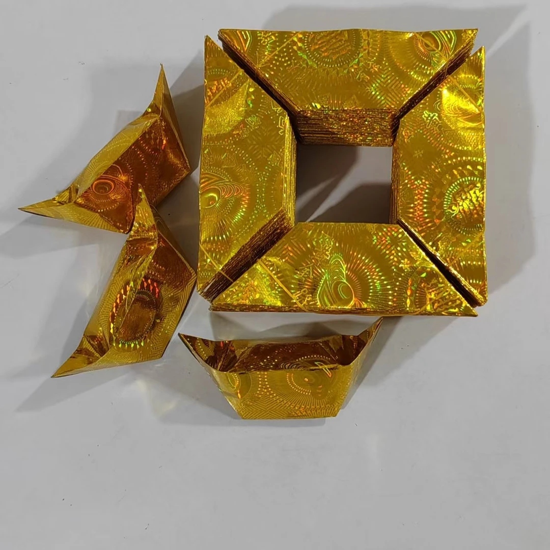 加厚镭射带花手工折纸半成品金元宝多种规格包邮