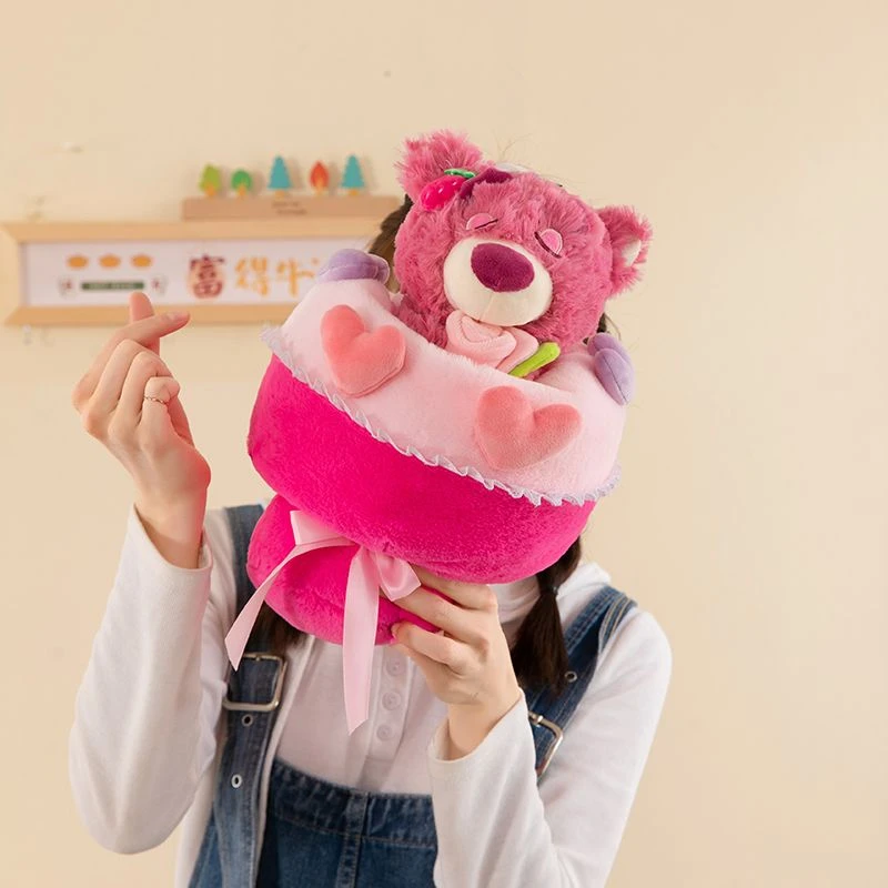 创意草莓小熊变身花束仿真毛绒玩偶玫瑰花七夕情人节礼物闺蜜女友