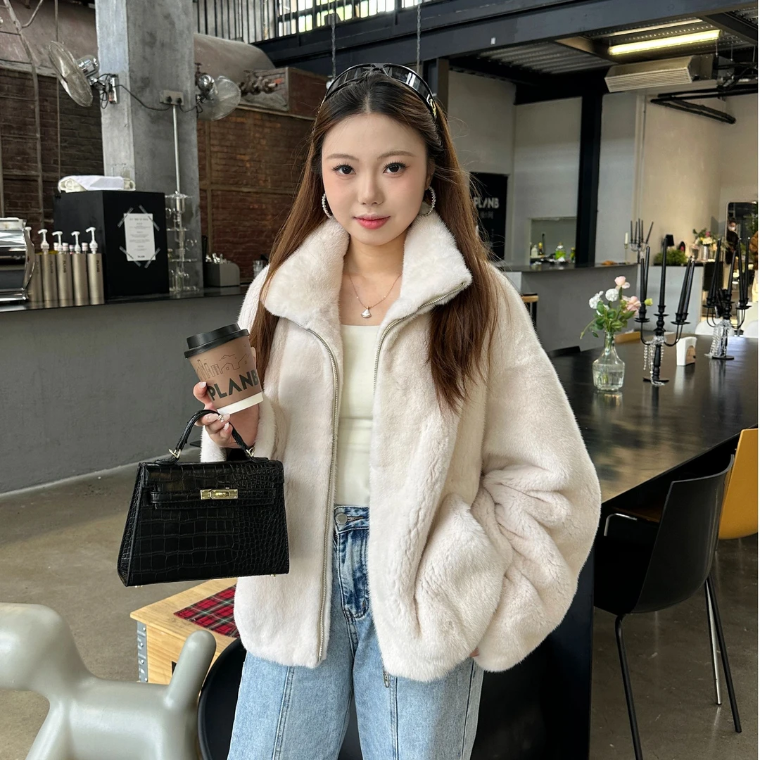 【开心】水貂皮大衣女短款立领夹克2025新款海宁整貂皮草外套25135