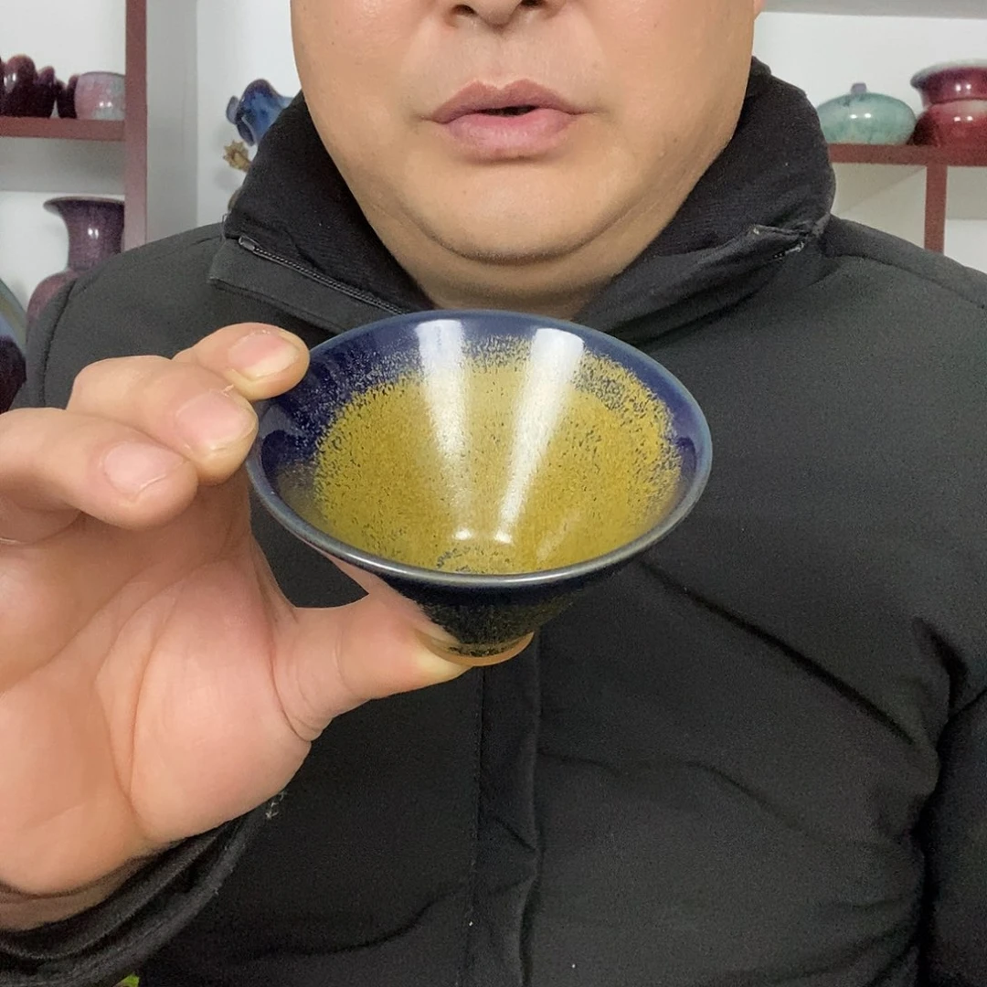 杯钧瓷主人杯斗笠杯高温窑变