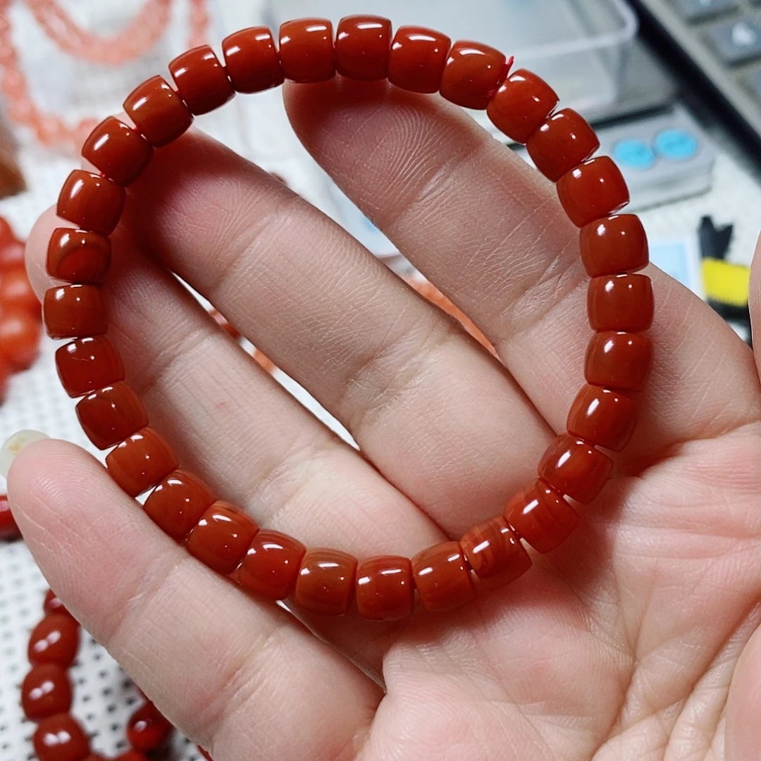 南红玛瑙未镶嵌手串卡6.8