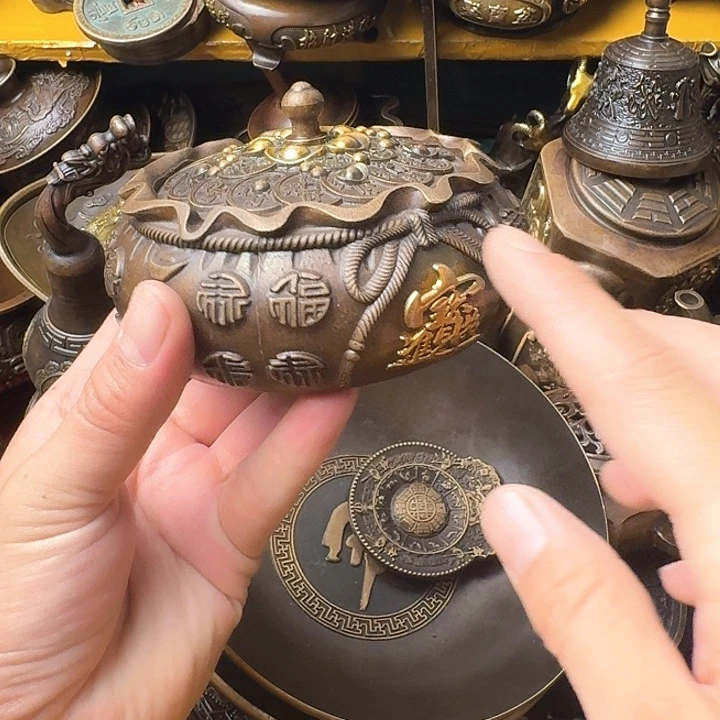 原矿 风魔铜藏收铜摆件