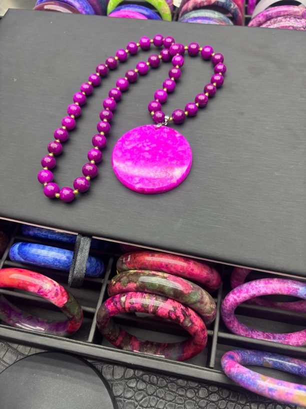 非金属珐琅项链 A1011南非矿区皇家紫桃红毛衣长款链饰品紫色配饰