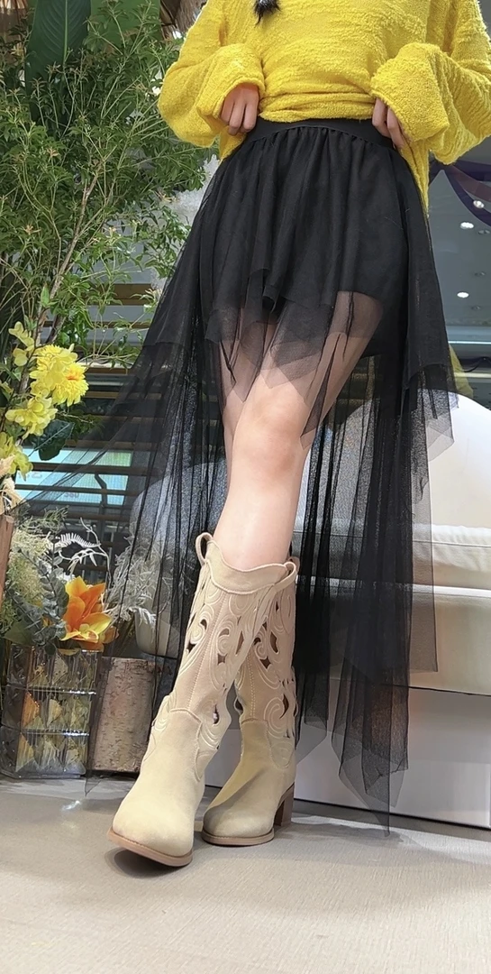 广州唐乐乐丨25new春夏仙女不规则网纱性感小众显瘦半身裙BF0812