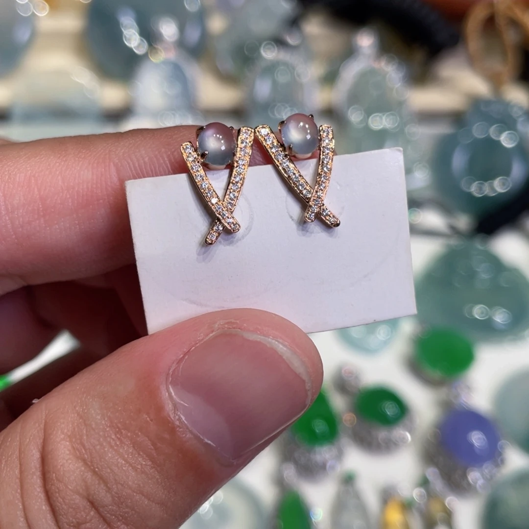 定制翡翠18K金镶嵌天然缅甸翡翠a货